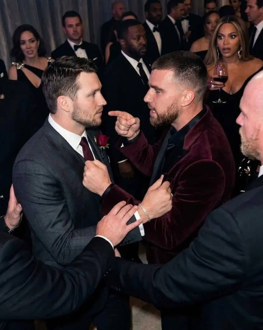 TMZ exposes the argument between Josh Allen & Travis Kelce at an Oscars After Party where things got heated .-ETH